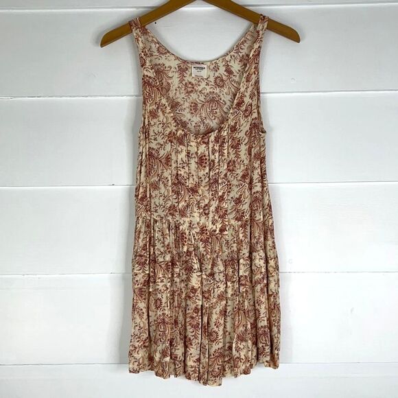 Intimately Free People Cream Paisley Floral Tiered Tunic Sleeveless Boho, XS - Picture 3 of 11